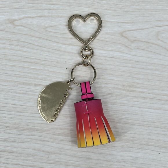 Victoria’s Secret Paradise Neon Pink Yellow Tassel Keychain Purse Charm Clip Tag - Picture 6 of 6